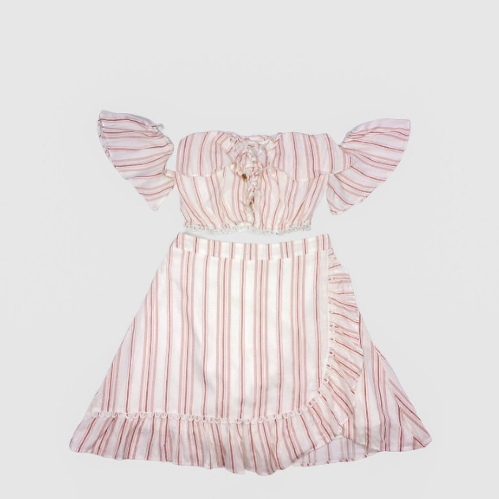 Striped Crop Top & Skirt Set